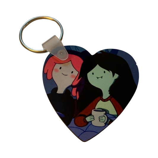 Adventure Time Marceline and Princess Bubblegum Heart Keychain